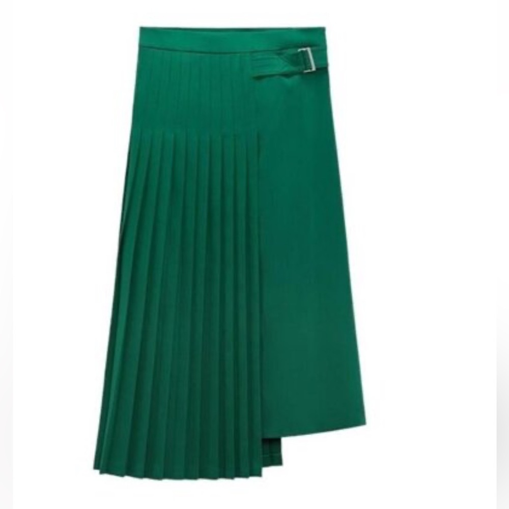 Zara Asymmetrical Skirt in Deep Green